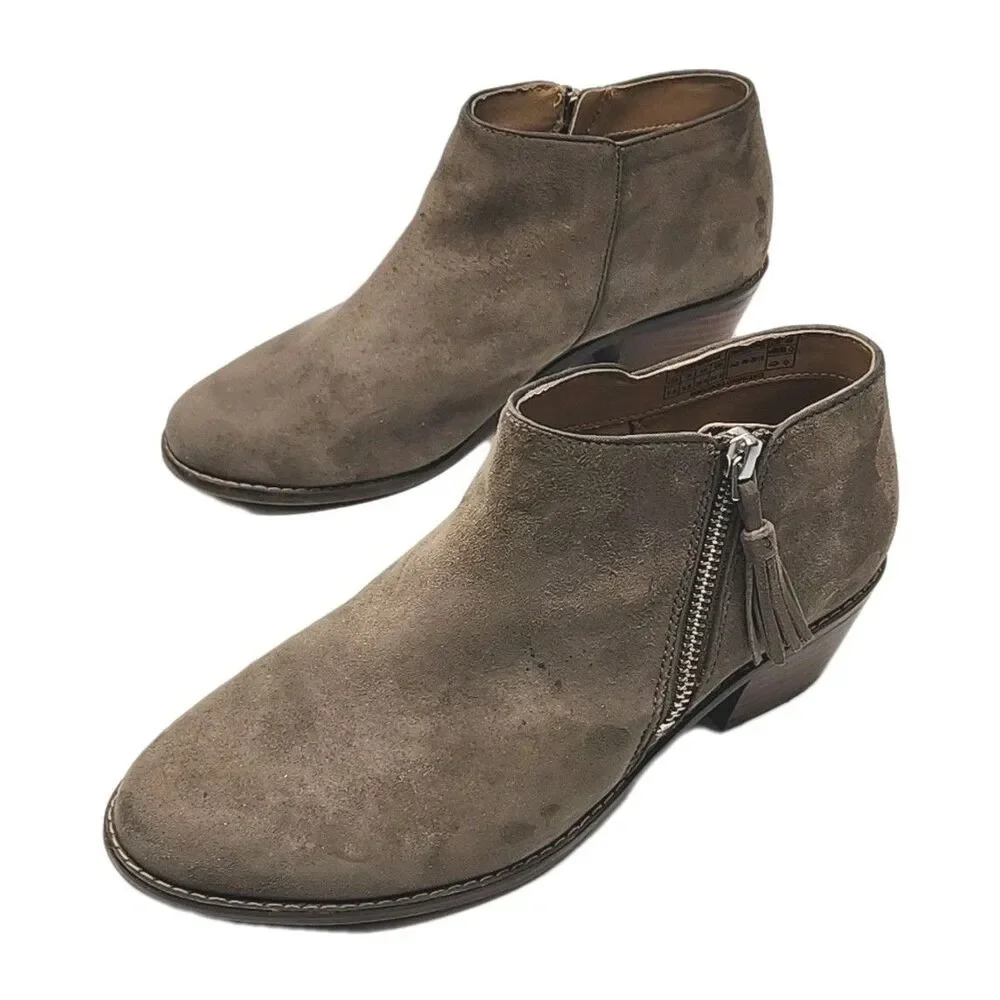 Vionic Serena Ankle Boots Womens Size 7.5 Taupe Suede 1.75